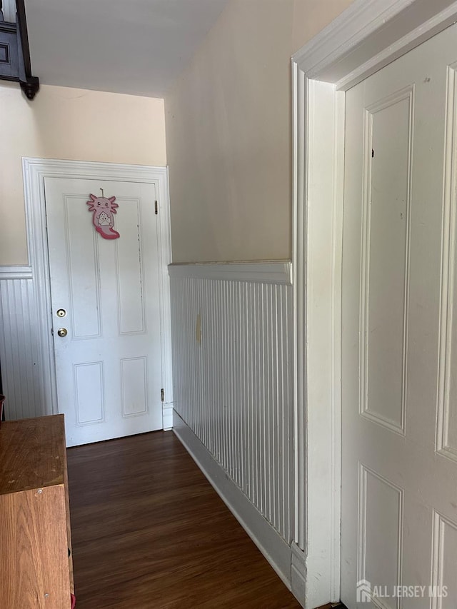 290 Redmond St, New Brunswick, NJ 08901 - foyer featuring a wainscoted wall and dark wood finished floors