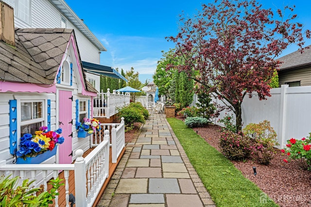 view of yard with fence