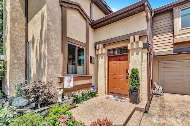 107 Sayre Dr, Plainsboro, NJ 08540 - property entrance featuring a garage and stucco siding
