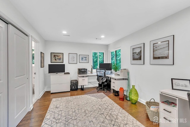 107 Sayre Dr, Plainsboro, NJ 08540 - office with dark wood finished floors and recessed lighting