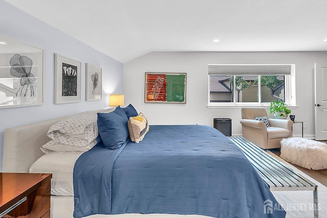 107 Sayre Dr, Plainsboro, NJ 08540 - bedroom featuring lofted ceiling, wood finished floors, and recessed lighting