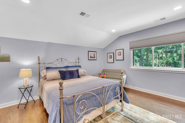 107 Sayre Dr, Plainsboro, NJ 08540 - bedroom featuring lofted ceiling, recessed lighting, and wood finished floors