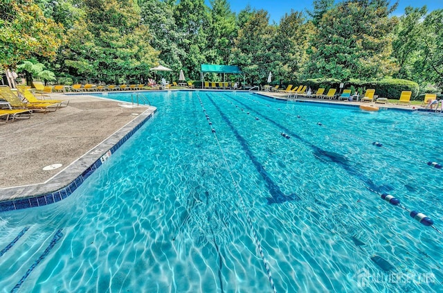 107 Sayre Dr, Plainsboro, NJ 08540 - community pool with a patio and view of wooded area