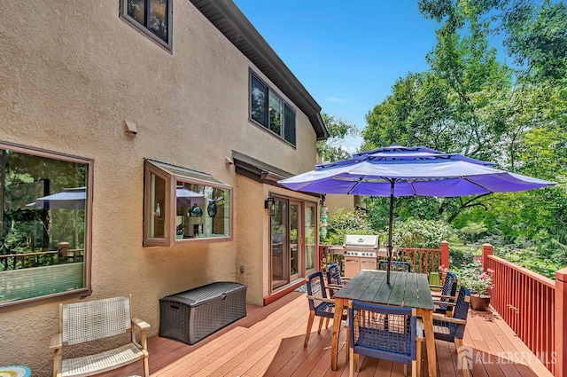 107 Sayre Dr, Plainsboro, NJ 08540 - wooden deck with outdoor dining area and grilling area