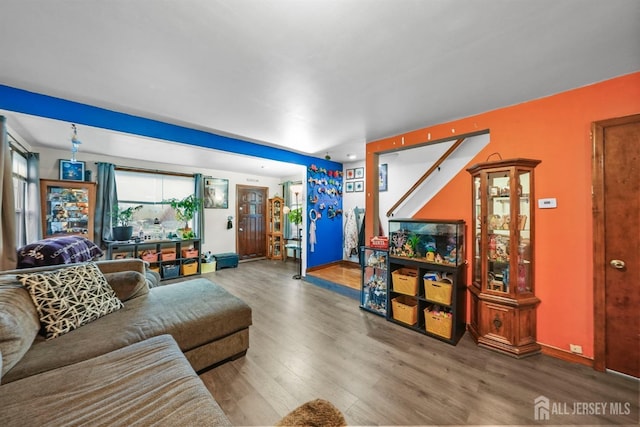 living area featuring wood finished floors