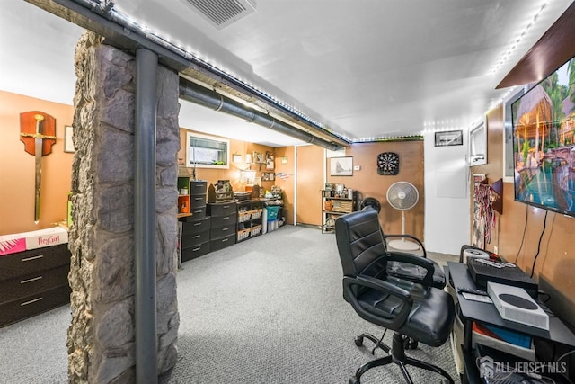 carpeted office space with visible vents