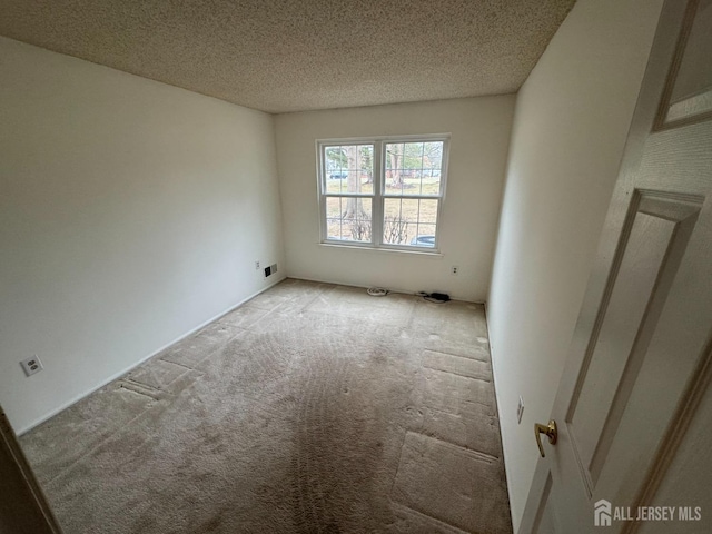 spare room with light carpet and a textured ceiling