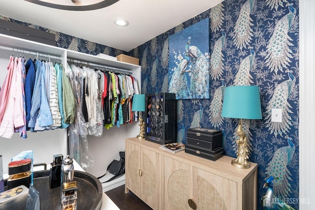 spacious closet with wood finished floors