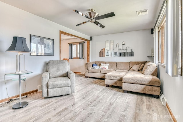 6 Schuyler Dr, Edison, NJ 08817 - living room with baseboards, light wood finished floors, and a ceiling fan