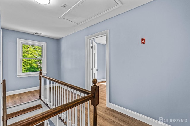 790 Ridge Rd, South Brunswick, NJ 08852 - hall with attic access, an upstairs landing, and wood finished floors