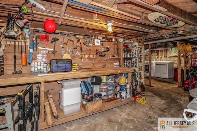 687 Spotswood-Englishtown Rd, Monroe, NJ 08831 - unfinished below grade area with separate washer and dryer and a workshop area
