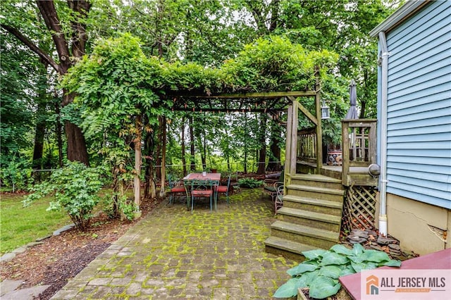 687 Spotswood-Englishtown Rd, Monroe, NJ 08831 - view of yard featuring outdoor dining area, a deck, fence, and a patio area