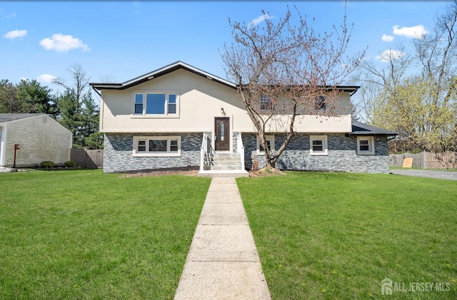 34 Hershey Rd, East Brunswick, NJ 08816 - view of front of property with stone siding and stucco siding