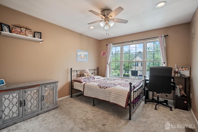 181 Windsong Cir E, Brunswick, NJ 08816 - bedroom with carpet, recessed lighting, baseboards, a desk, and a ceiling fan