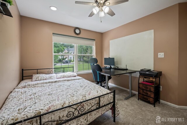 181 Windsong Cir E, Brunswick, NJ 08816 - bedroom featuring carpet, baseboards, a desk, and a ceiling fan