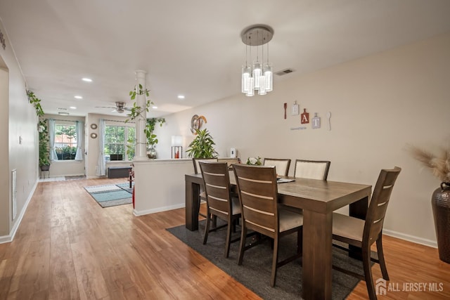 181 Windsong Cir E, Brunswick, NJ 08816 - dining area featuring ceiling fan, light wood finished floors, recessed lighting, and a chandelier