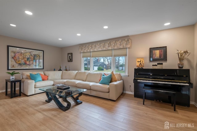 living room featuring light wood-type flooring