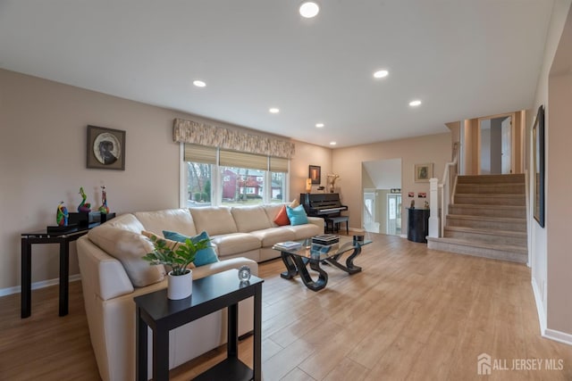 living room with light wood-type flooring