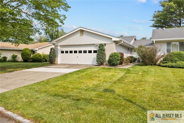 747 Marlton Rd Unit 747A, Monroe, NJ 08831 - ranch-style home with an attached garage, concrete driveway, brick siding, and a front yard