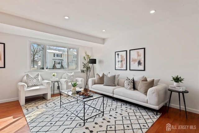 living room with hardwood / wood-style floors