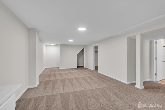 18 Heritage Dr, Edison, NJ 08820 - finished basement with carpet floors, baseboards, and recessed lighting
