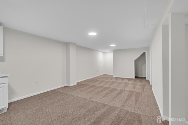 18 Heritage Dr, Edison, NJ 08820 - finished below grade area with light carpet, recessed lighting, and baseboards