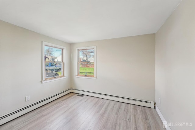 114 Pine Island Ter, Old Bridge, NJ 07735 - empty room featuring light wood-type flooring, a baseboard heating unit, and baseboards