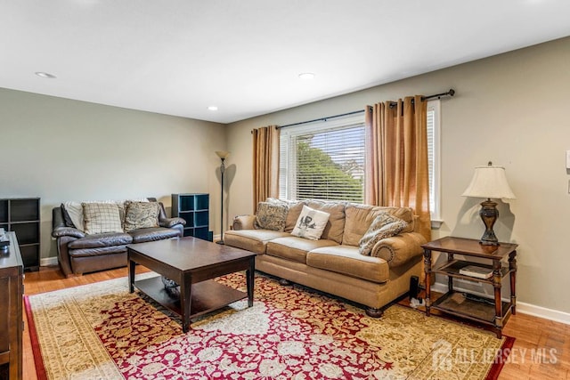 1010 Dorn Ave, Middlesex, NJ 08846 - living room featuring light wood finished floors, recessed lighting, and baseboards