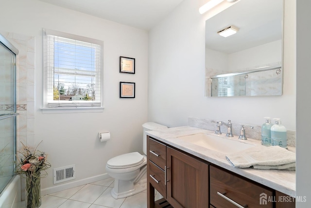 46 Hosford Ave, Leonardo, NJ 07737 - full bath featuring vanity, tile patterned flooring, toilet, baseboards, and enclosed tub / shower combo