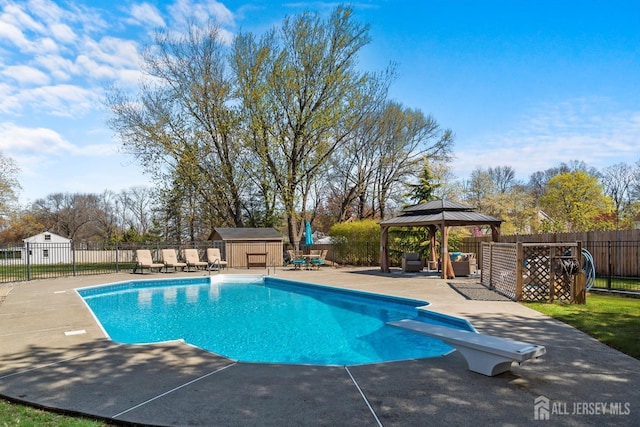 46 Hosford Ave, Leonardo, NJ 07737 - view of pool with a gazebo, a patio, and a diving board