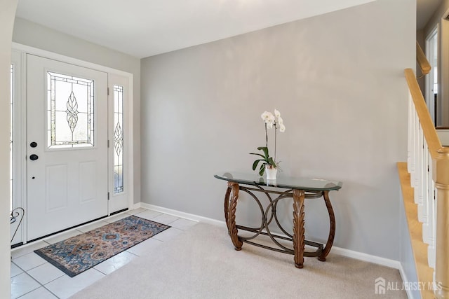46 Hosford Ave, Leonardo, NJ 07737 - entrance foyer with stairs, baseboards, light tile patterned floors, and arched walkways