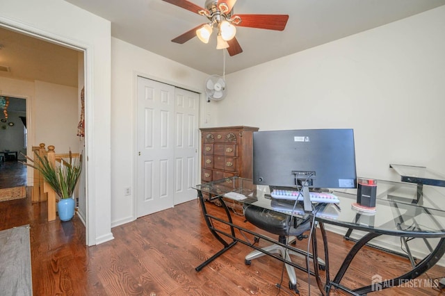 31 Capica Ct Unit 79, Old Bridge, NJ 08879 - office space with a ceiling fan, wood finished floors, and baseboards