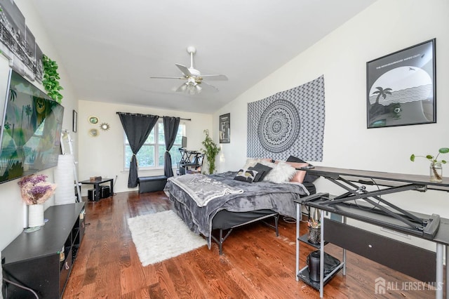 31 Capica Ct Unit 79, Old Bridge, NJ 08879 - bedroom featuring wood finished floors, vaulted ceiling, and ceiling fan