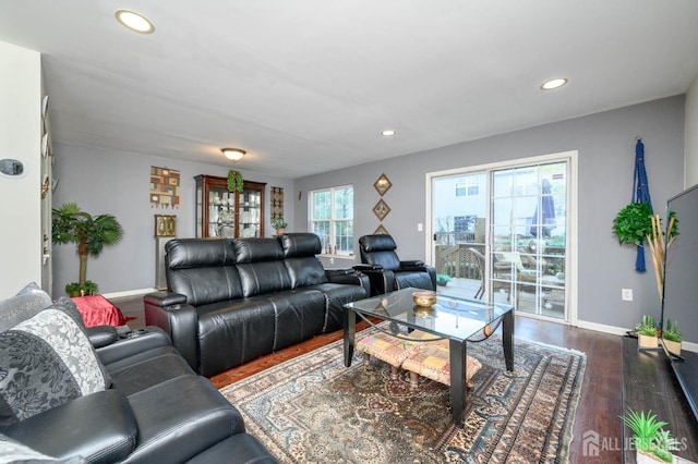 31 Capica Ct Unit 79, Old Bridge, NJ 08879 - living room featuring dark wood finished floors, baseboards, and recessed lighting
