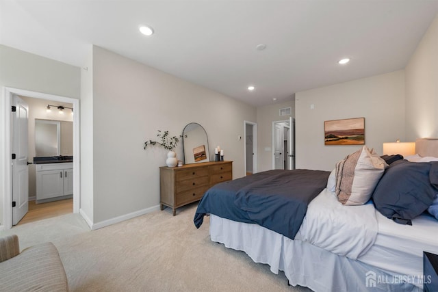 1306 Parker Blvd, West Windsor, NJ 08550 - bedroom with light carpet, recessed lighting, and ensuite bathroom