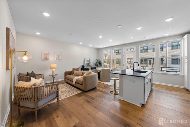 1306 Parker Blvd, West Windsor, NJ 08550 - living area with hardwood / wood-style flooring and recessed lighting