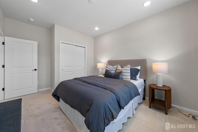 1306 Parker Blvd, West Windsor, NJ 08550 - bedroom with light carpet, recessed lighting, and a closet