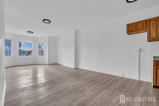 unfurnished living room with light hardwood / wood-style floors