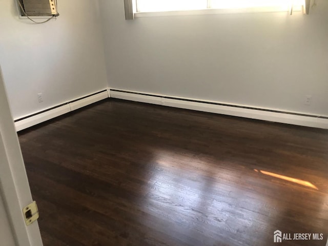 empty room with dark wood-type flooring