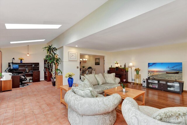 25 Deer Path, Holmdel, NJ 07733 - living room with an office area and a skylight