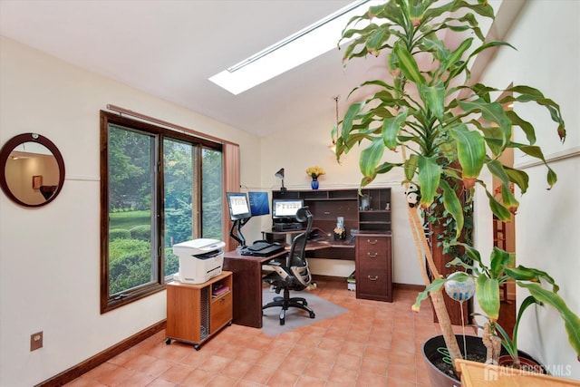 25 Deer Path, Holmdel, NJ 07733 - office space with a skylight, lofted ceiling, and light tile patterned floors