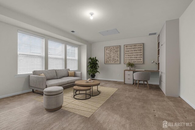 living room with carpet floors