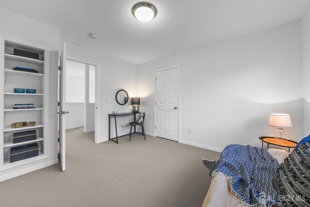 bedroom featuring baseboards and carpet