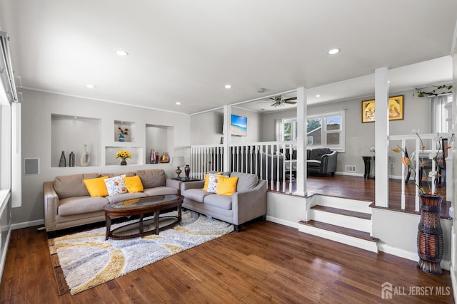53 Tennyson St, Carteret, NJ 07008 - living room with wood finished floors, recessed lighting, and a ceiling fan