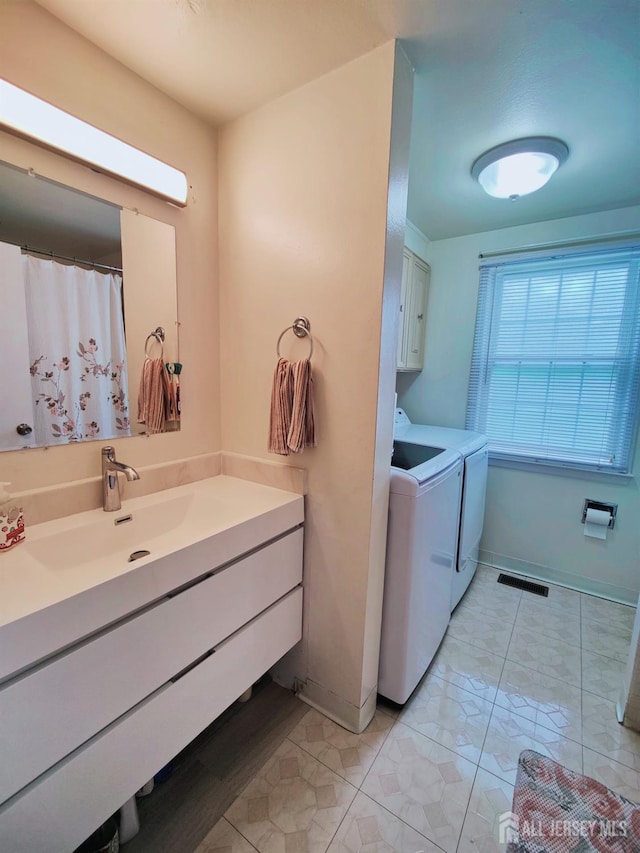 10-P Sussex Way, Monroe, NJ 08831 - bathroom with washer and dryer and vanity