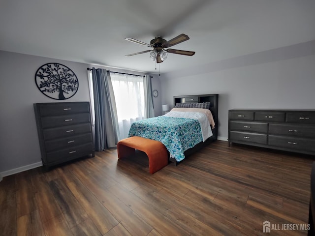 10-P Sussex Way, Monroe, NJ 08831 - bedroom featuring dark wood-type flooring, baseboards, and ceiling fan