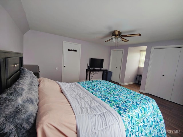 10-P Sussex Way, Monroe, NJ 08831 - bedroom with two closets, wood finished floors, ceiling fan, and baseboards