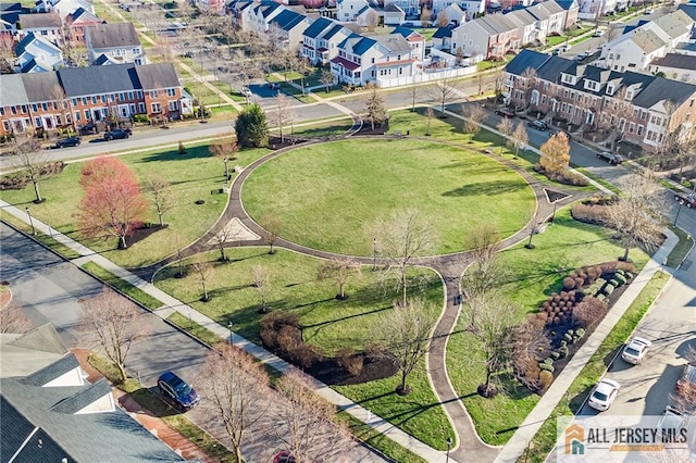 aerial view with a residential view