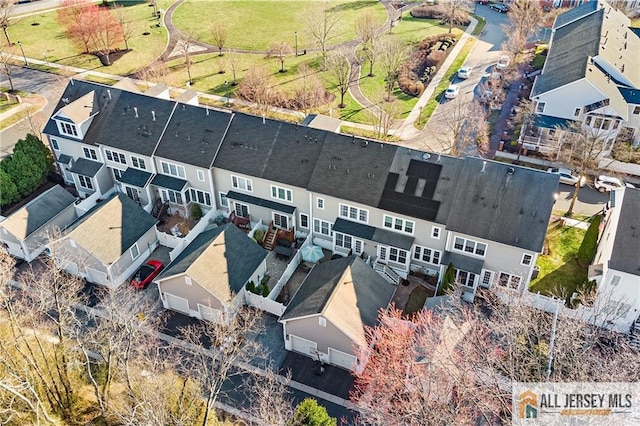 drone / aerial view with a residential view