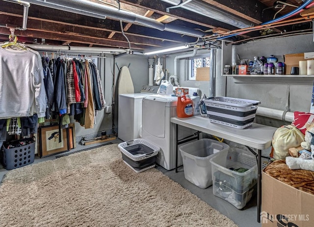 below grade area with independent washer and dryer